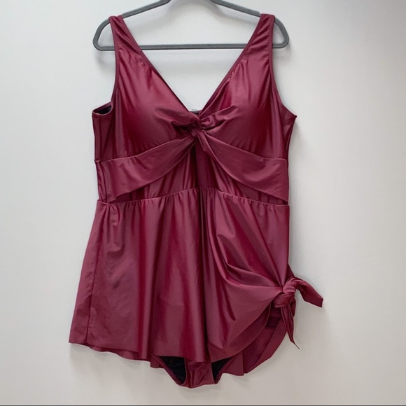 TORRID burgundy skirted one piece, 4X. - Picture 5 of 12